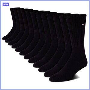 Cotton Blend Cushioned Athletic Performance Crew Socks 12 Pack